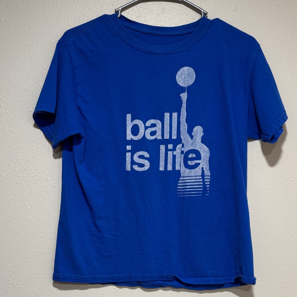 5/20$ Blue Kids Shirt with Basketball Print
